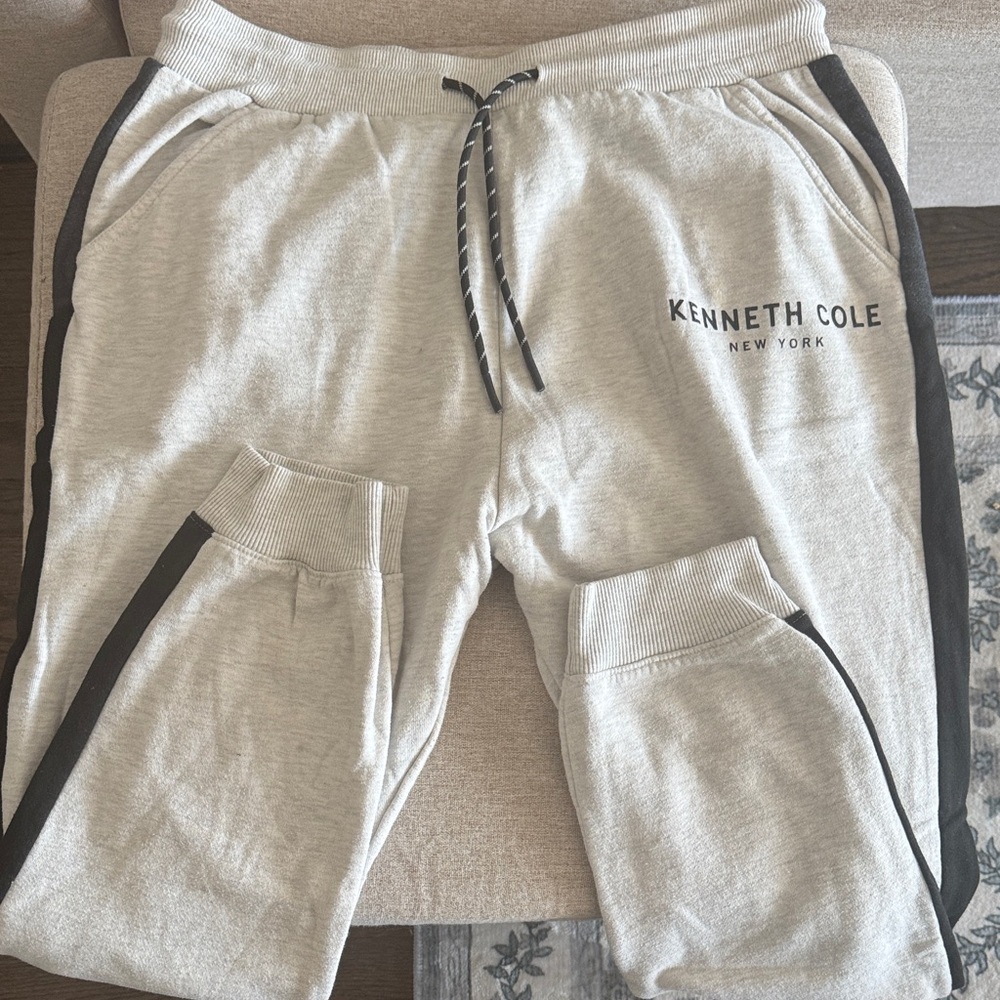 Kenneth Cole Light Gray Joggers with Black Stripes